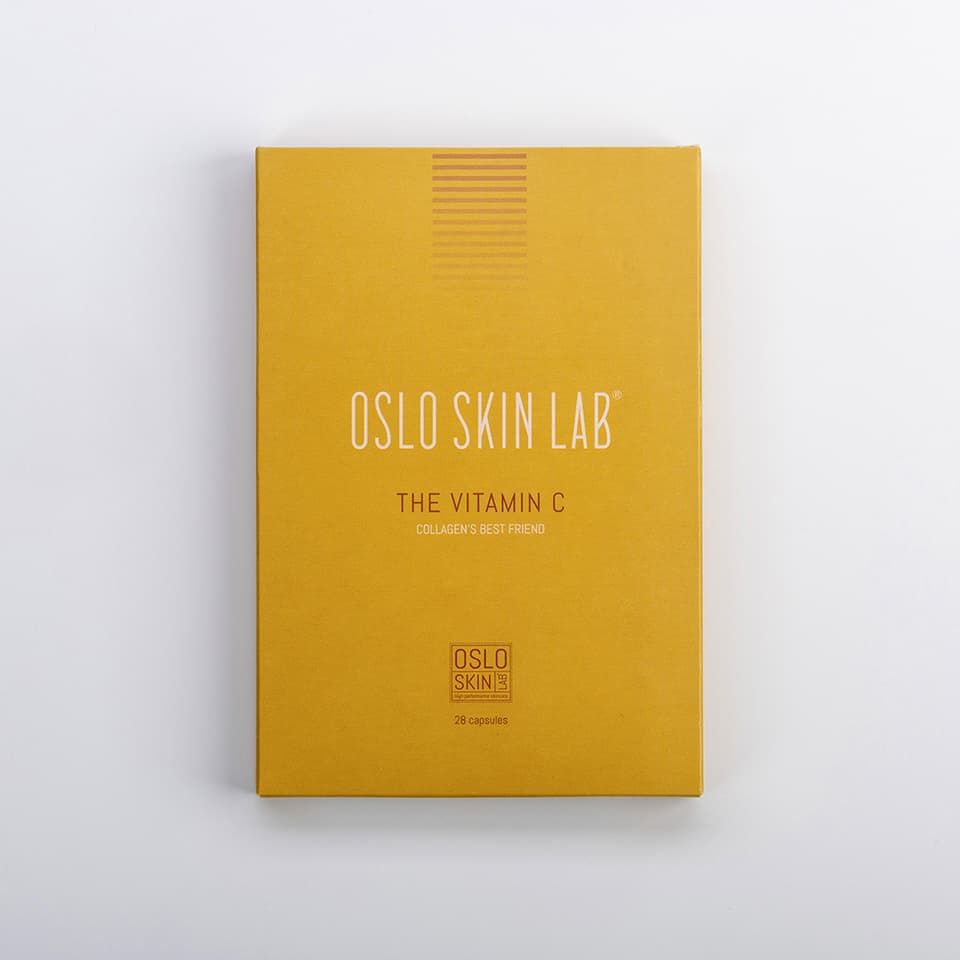 En gul förpackning med fint C-vitamintilskott från Oslo Skin Lab