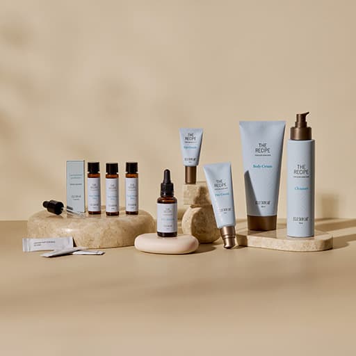 Hudvårdsserie från Oslo Skin Lab med cleanser, serum, body cream och night serum kit